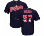 Cleveland Indians #57 Shane Bieber Authentic Navy Blue Team Logo Fashion Cool Base Baseball Jersey