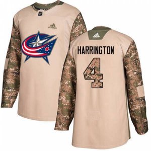 Columbus Blue Jackets #4 Scott Harrington Authentic Camo Veterans Day Practice NHL Jersey