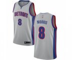 Detroit Pistons #8 Markieff Morris Authentic Silver Basketball Jersey Statement Edition