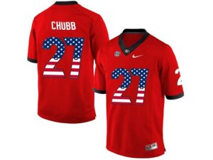 2016 US Flag Fashion-Men\'s Georgia Bulldogs Nick Chubb #27 College Football Limited Jerseys - Red