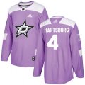 Dallas Stars #4 Craig Hartsburg Authentic Purple Fights Cancer Practice NHL Jersey