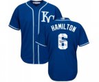Kansas City Royals #6 Billy Hamilton Blue Authentic Blue Team Logo Fashion Cool Base Baseball Jersey