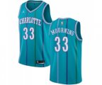 Charlotte Hornets #33 Alonzo Mourning Authentic Aqua Hardwood Classics Basketball Jersey