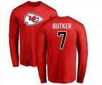 Kansas City Chiefs #7 Harrison Butker Red Name & Number Logo Long Sleeve T-Shirt