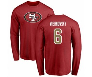 San Francisco 49ers #6 Mitch Wishnowsky Red Name & Number Logo Long Sleeve T-Shirt