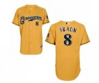 Milwaukee Brewers #8 Ryan Braun Authentic Gold Cerveceros Cool Base Baseball Jersey