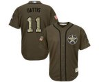 Houston Astros #11 Evan Gattis Authentic Green Salute to Service Baseball Jersey