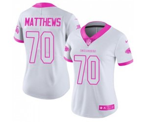 Women Atlanta Falcons #70 Jake Matthews Limited White Pink Rush Fashion Football Jersey