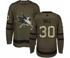 Adidas San Jose Sharks #30 Aaron Dell Authentic Green Salute to Service NHL Jersey