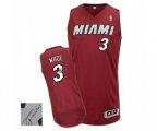 Miami Heat #3 Dwyane Wade Authentic Red Alternate Autographed Basketball Jersey