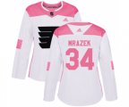 Women Adidas Philadelphia Flyers #34 Petr Mrazek Authentic White Pink Fashion NHL Jersey