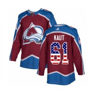 Colorado Avalanche #61 Martin Kaut Authentic Burgundy Red USA Flag Fashion NHL Jersey