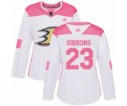 Women Anaheim Ducks #23 Brian Gibbons Authentic White Pink Fashion Hockey Jersey