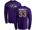 Baltimore Ravens #93 Chris Wormley Purple Name & Number Logo Long Sleeve T-Shirt