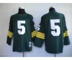 Green Bay Packers #5 Paul Hornung Green Long-Sleeved Throwback Jersey