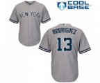 New York Yankees #13 Alex Rodriguez Replica Grey Road Baseball Jersey