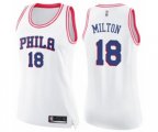 Women's Philadelphia 76ers #18 Shake Milton Swingman White Pink Fashion Basketball Jersey