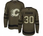 Calgary Flames #30 Mike Vernon Authentic Green Salute to Service Hockey Jersey