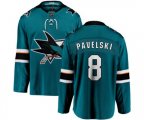 San Jose Sharks #8 Joe Pavelski Fanatics Branded Teal Green Home Breakaway NHL Jersey