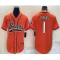 Chicago Bears #1 Justin Fields Orange Stitched MLB Cool Base Nike Baseball Jersey