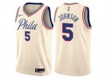 Philadelphia 76ers #5 Amir Johnson Authentic Cream NBA Jersey - City Edition