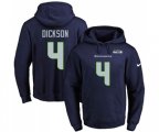 Seattle Seahawks #4 Michael Dickson Navy Blue Name & Number Pullover Hoodie