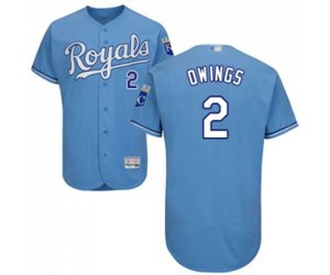 Kansas City Royals #2 Chris Owings Light Blue Alternate Flex Base Authentic Collection Baseball Jersey