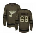 St. Louis Blues #68 Andreas Borgman Authentic Green Salute to Service Hockey Jersey