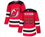 New Jersey Devils #28 Damon Severson Authentic Red Drift Fashion Hockey Jersey