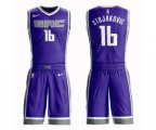 Sacramento Kings #16 Peja Stojakovic Swingman Purple Basketball Suit Jersey - Icon Edition