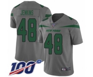 New York Jets #48 Jordan Jenkins Limited Gray Inverted Legend 100th Season Football Jersey