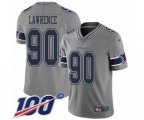 Dallas Cowboys #90 DeMarcus Lawrence Limited Gray Inverted Legend 100th Season Football Jersey