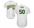 Oakland Athletics Mike Fiers White Home Flex Base Authentic Collection Baseball Player Jersey