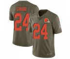 Cleveland Browns #24 Nick Chubb Limited Olive 2017 Salute to Service Football Jersey