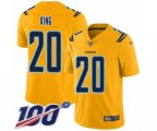 Los Angeles Chargers #20 Desmond King Limited Gold Inverted Legend 100th Season Football Jersey