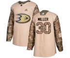 Anaheim Ducks #30 Ryan Miller Authentic Camo Veterans Day Practice Hockey Jersey