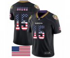 Baltimore Ravens #15 Marquise Brown Limited Black Rush USA Flag Football Jersey