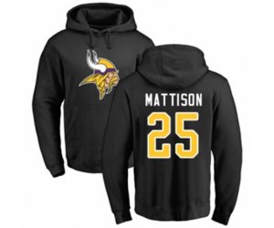 Minnesota Vikings #25 Alexander Mattison Black Name & Number Logo Pullover Hoodie
