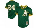 Oakland Athletics #24 Rickey Henderson Authentic Green 1991 Throwback MLB Jersey