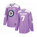 Winnipeg Jets #7 Dmitry Kulikov Authentic Purple Fights Cancer Practice Hockey Jersey