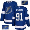 Tampa Bay Lightning #91 Steven Stamkos Authentic Royal Blue Fashion Gold NHL Jersey