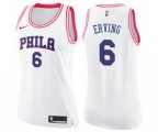 Women's Philadelphia 76ers #6 Julius Erving Swingman White Pink Fashion Basketball Jersey