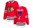 Chicago Blackhawks #7 Chris Chelios Authentic Red USA Flag Fashion NHL Jersey