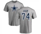 Dallas Cowboys #74 Bob Lilly Ash Name & Number Logo T-Shirt