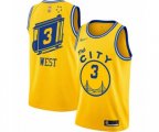 Golden State Warriors #3 David West Authentic Gold Hardwood Classics Basketball Jersey - The City Classic Edition