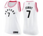 Women's Toronto Raptors #7 Kyle Lowry Swingman White Pink Fashion Basketball Jersey