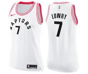 Women\'s Toronto Raptors #7 Kyle Lowry Swingman White Pink Fashion Basketball Jersey