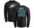 Philadelphia Eagles #50 Duke Riley Black Name & Number Logo Long Sleeve T-Shirt