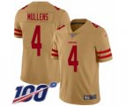 San Francisco 49ers #4 Nick Mullens Limited Gold Inverted Legend 100th Season Football Jersey