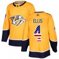 Nashville Predators #4 Ryan Ellis Authentic Gold USA Flag Fashion NHL Jersey